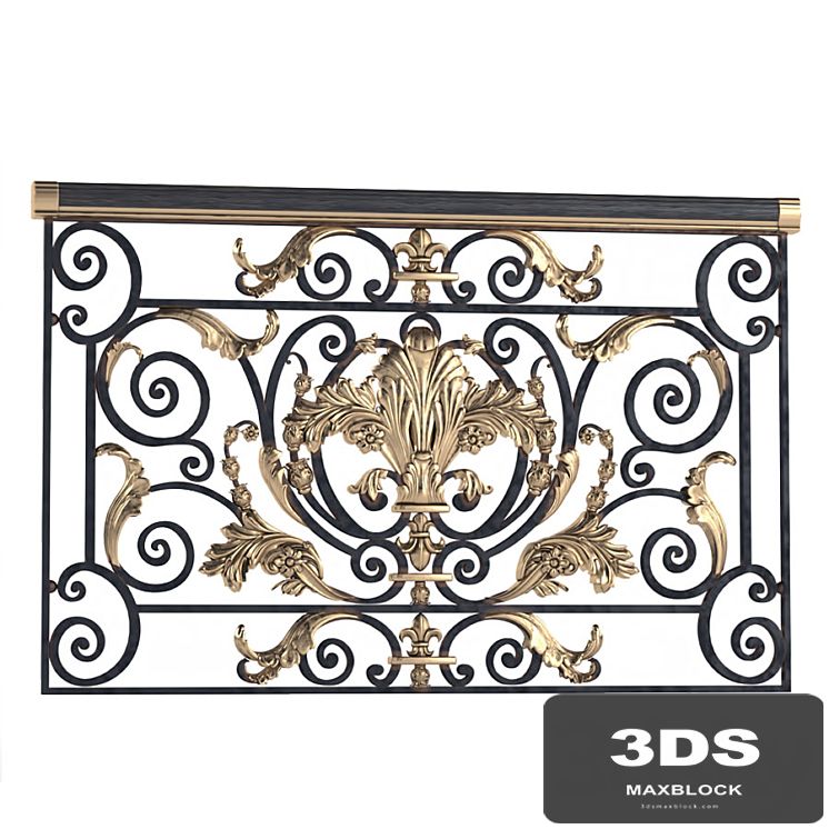 Classic wrought iron enclosure with cast inlays. Classic forged fence