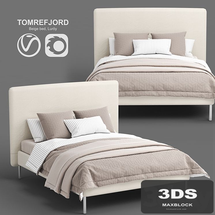 IKEA TOMREFJORD beige bed, Luröy