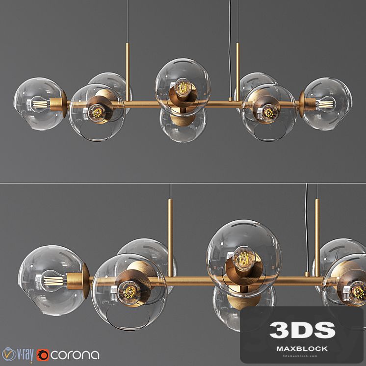 8 Light Staggered Glass Chandelier