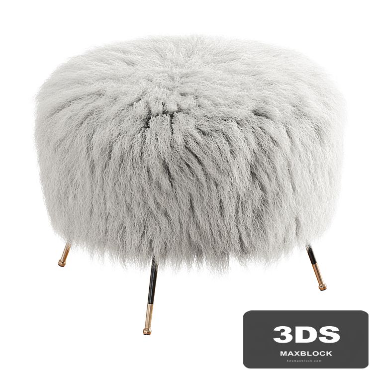 Mongolian Goat Fur Italian Footstool 2