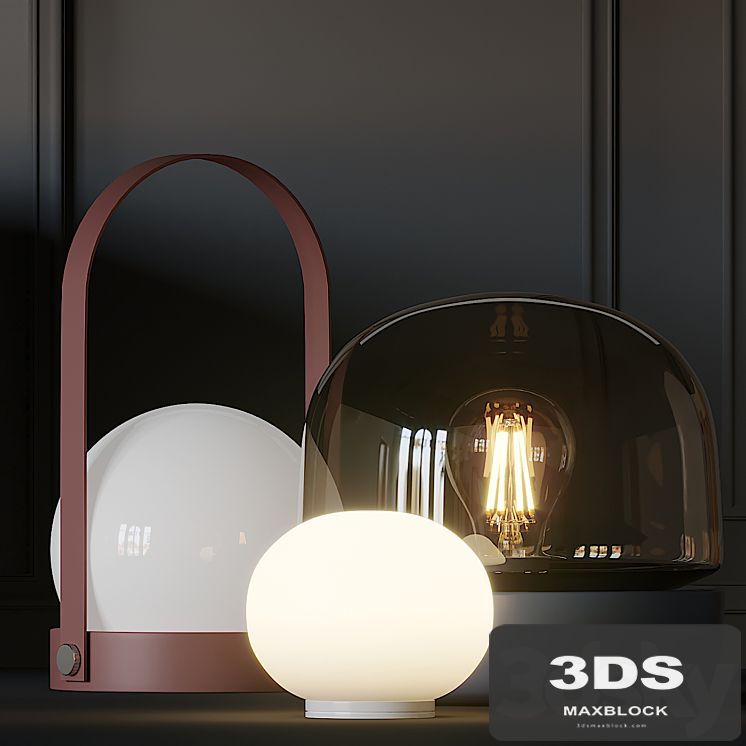 Carrie, Stone and Mini Glo-Ball T Table Lamps