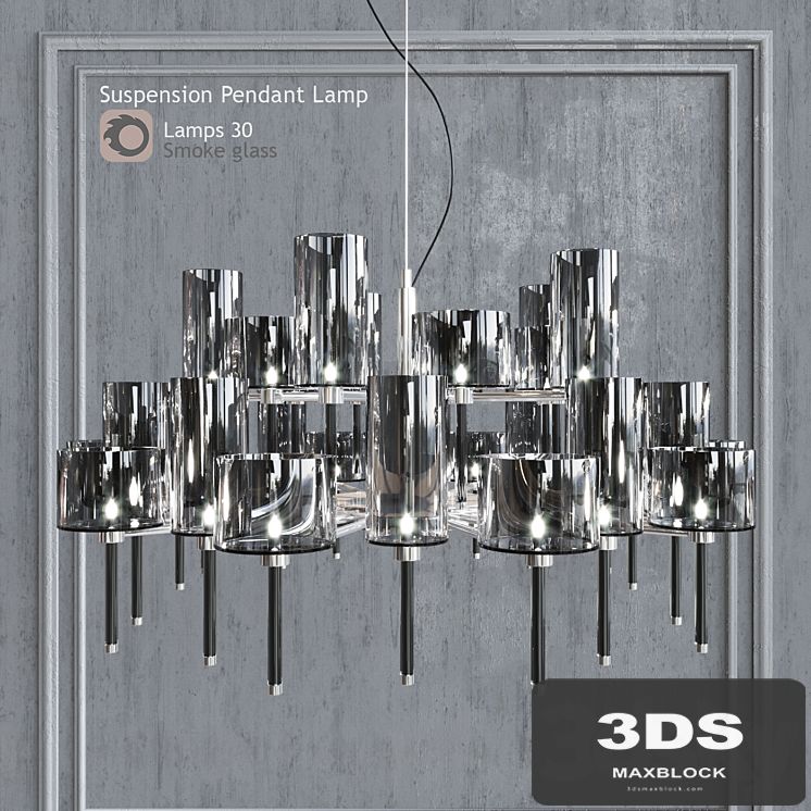 Chandelier AXO Light Spillray SP lamps 30 smoke glass