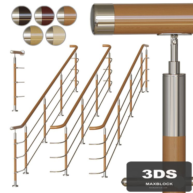 Stainless steel railing with wood inserts 2