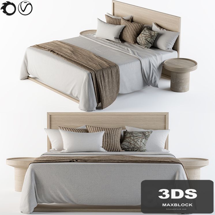 Wooden Bed Set white and Brown
