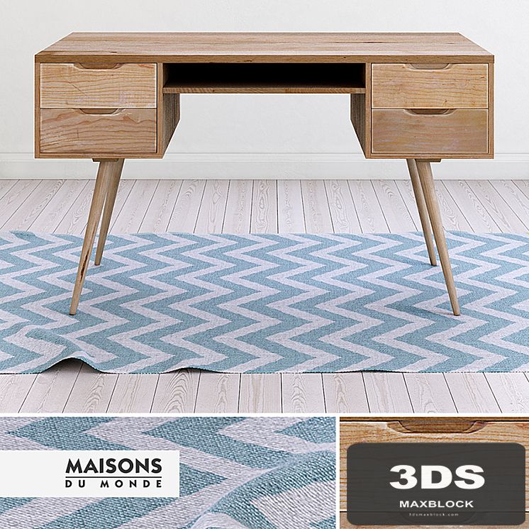 Desk Trocadero and rug Maisons du Monde