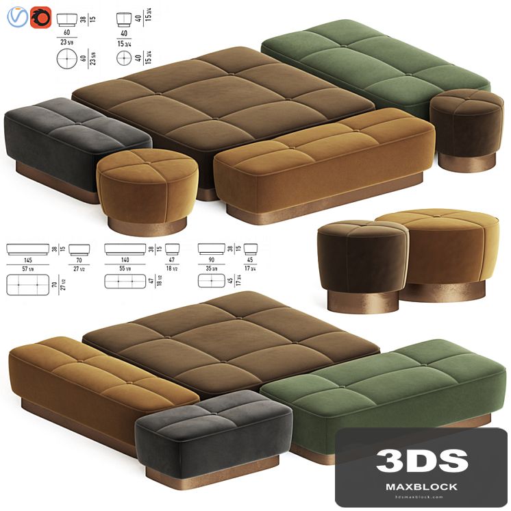 Jacques Pouf Set Minotti
