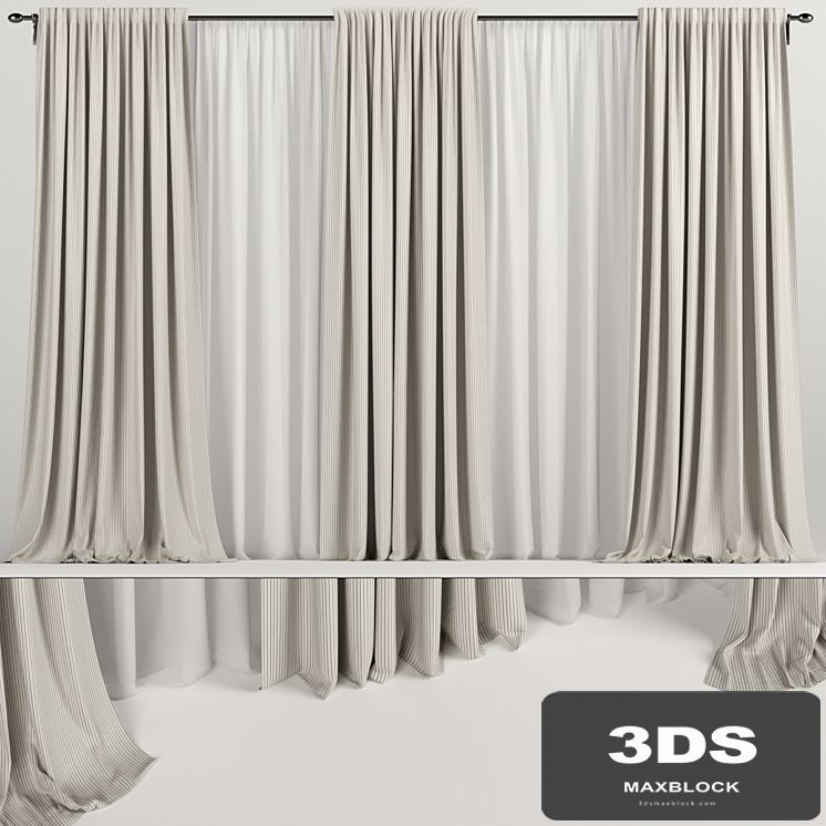 Wide brown curtains with tulle.