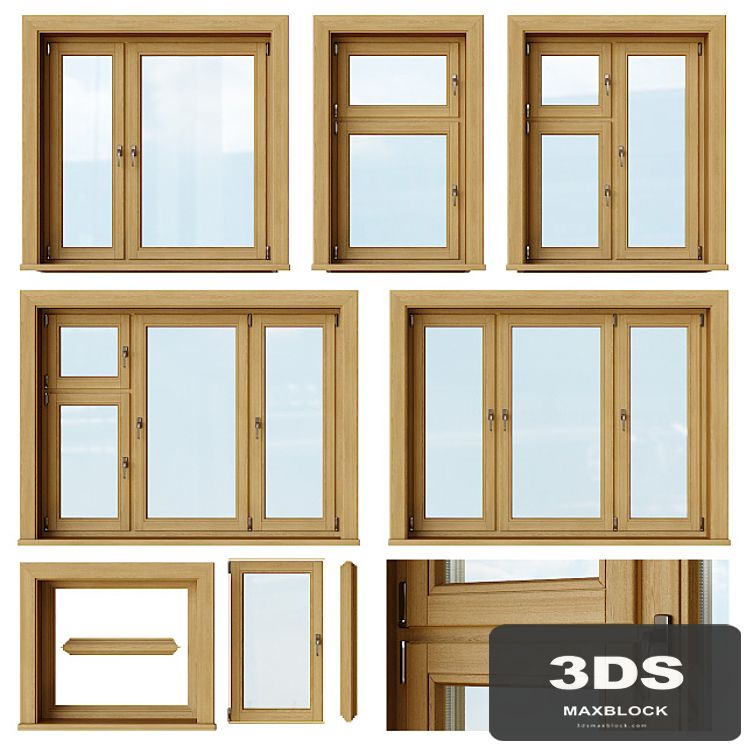 Set of wooden windows 1 + Designer