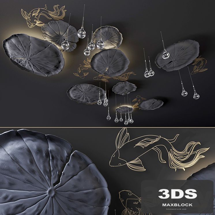 Ceiling decor - Water Lily and fish L