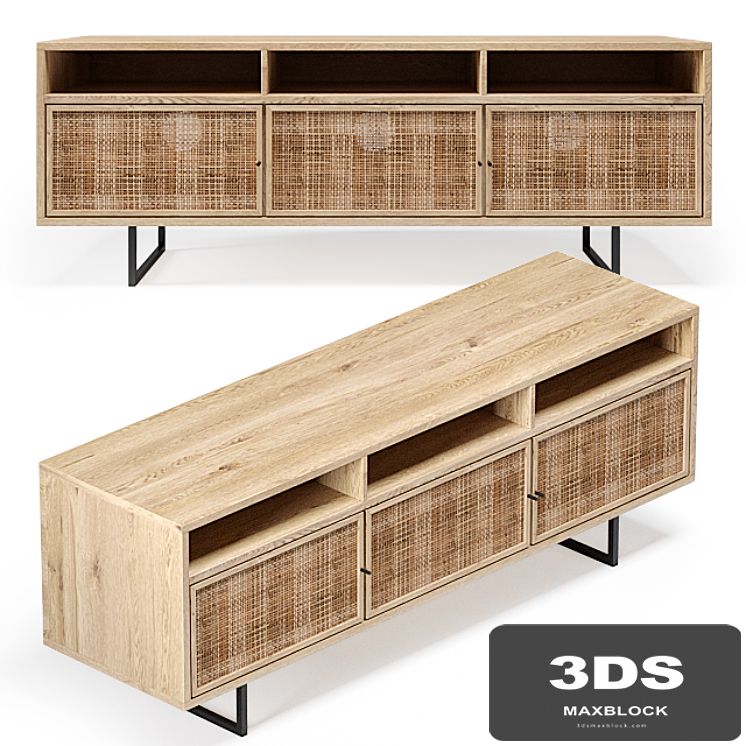 Natural Cane Media Console