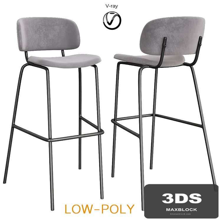 Bar stool Biarritz Bar Gray (low poly)