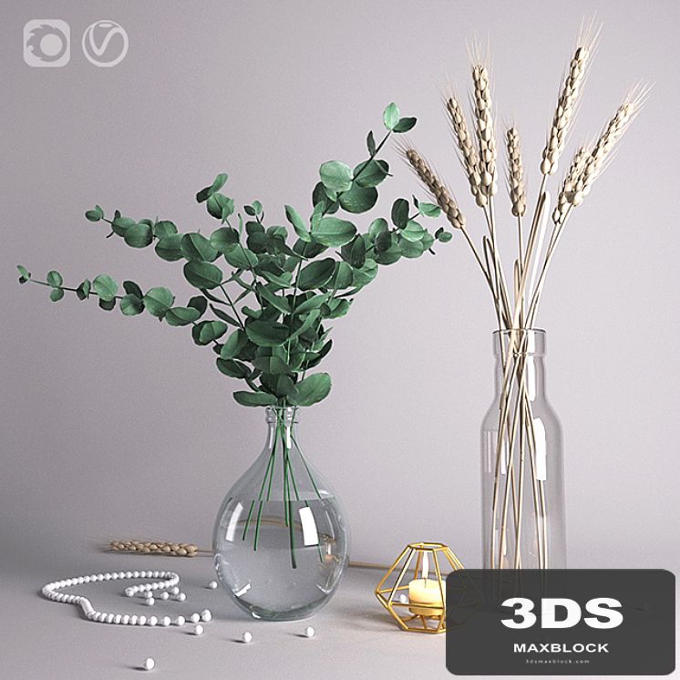 Decorative set with eucalyptus
