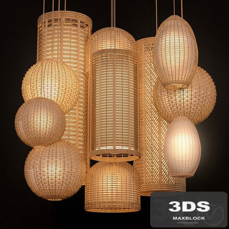 Rattan lighting set