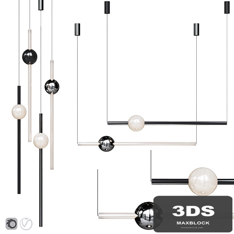 Pendant lamp Lee Broom ORION GLOBE LIGHT Black and Chrome