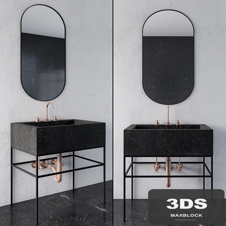 Black marble wash basin