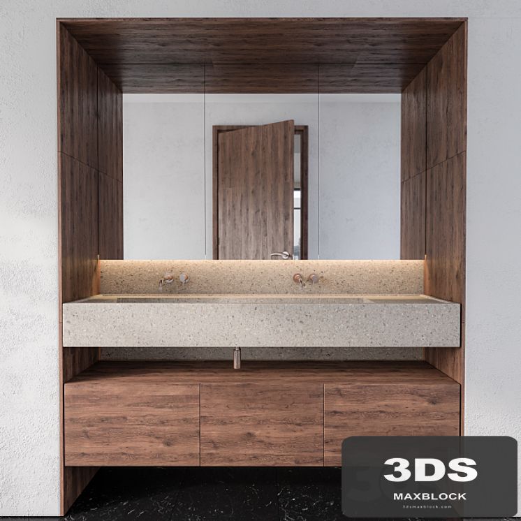 Wood and Concrete Wash Basin