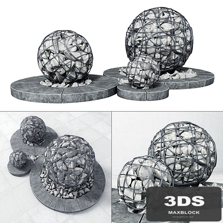 Street gabion sphere decor / Street decor with gabions