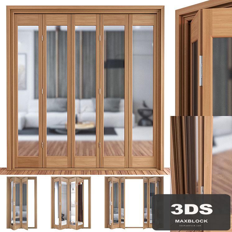 Slimfold Oak Marston Clear Glass Folding Door System