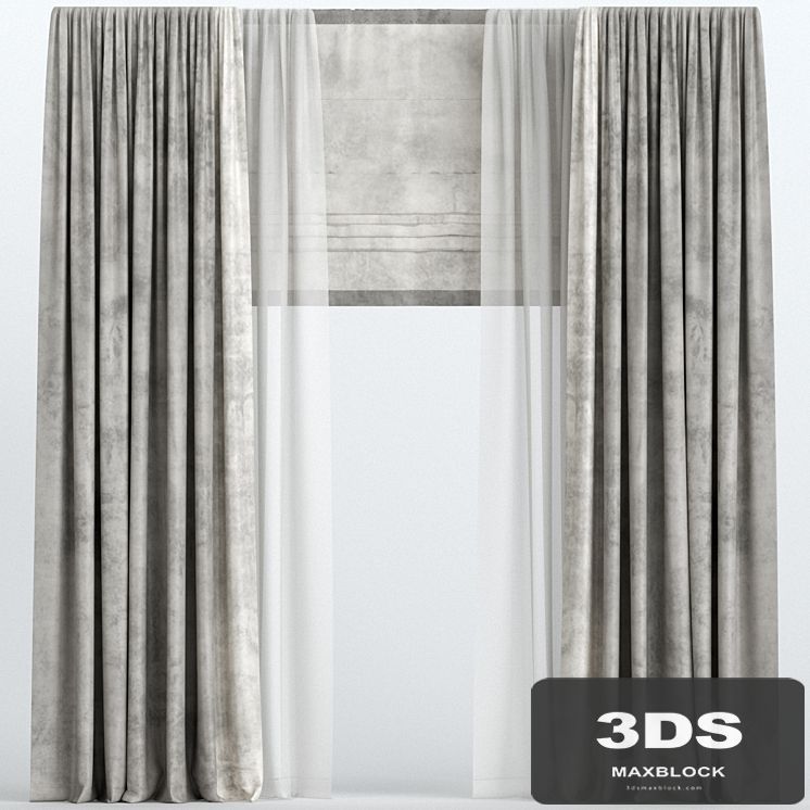 Brown velvet curtains with Roman and tulle