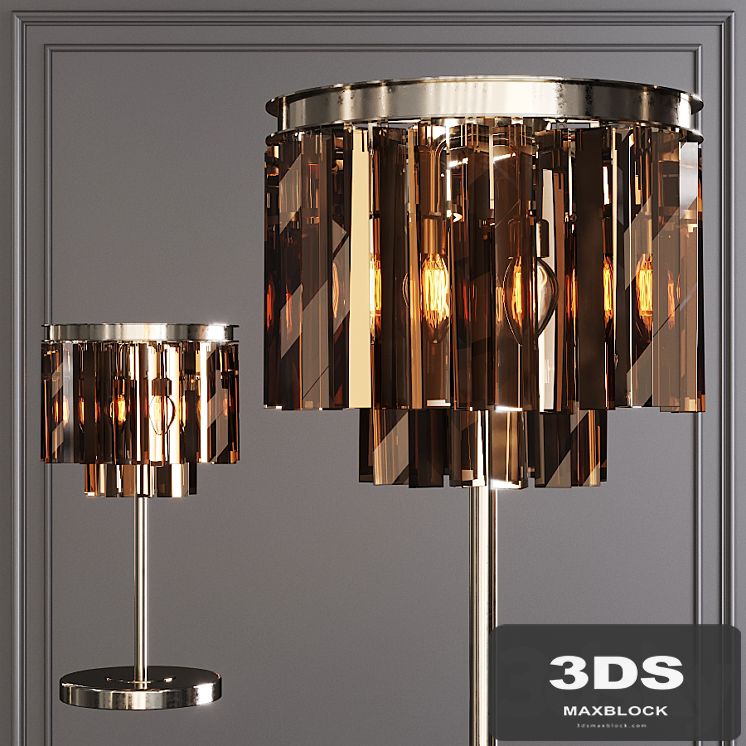 Restoration Hardware 1920S ODEON SMOKE GLASS TABLE LAMP 2-TIER Nickel