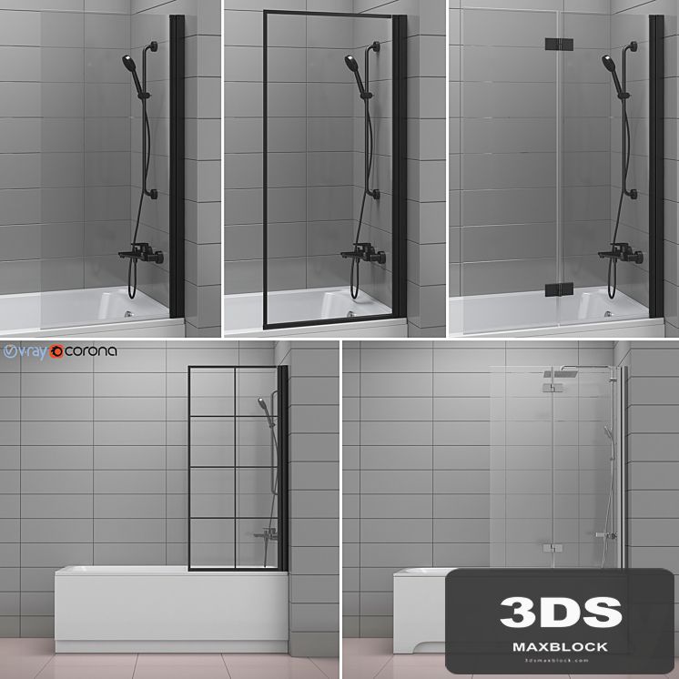 Curtains for bathtubs and bathtubs Radaway and Villeroy & Boch set 62