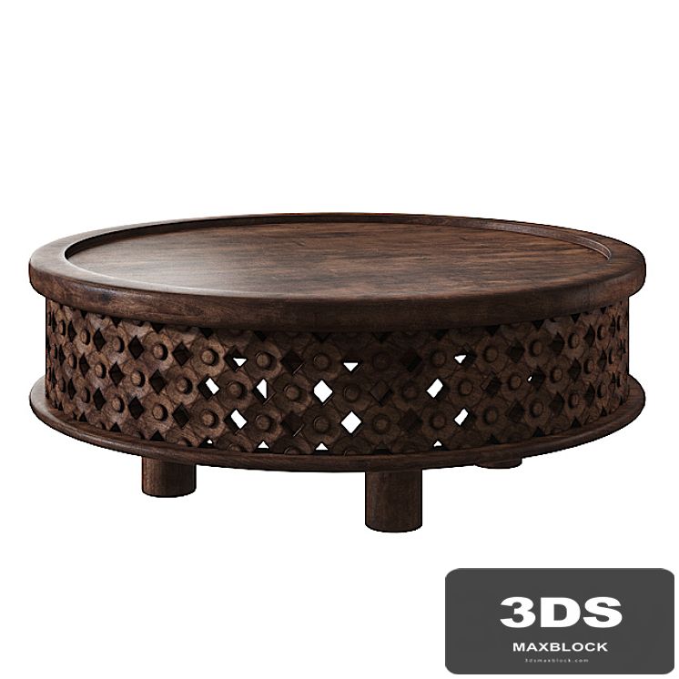 West Elm Carved Wood Coffee Table