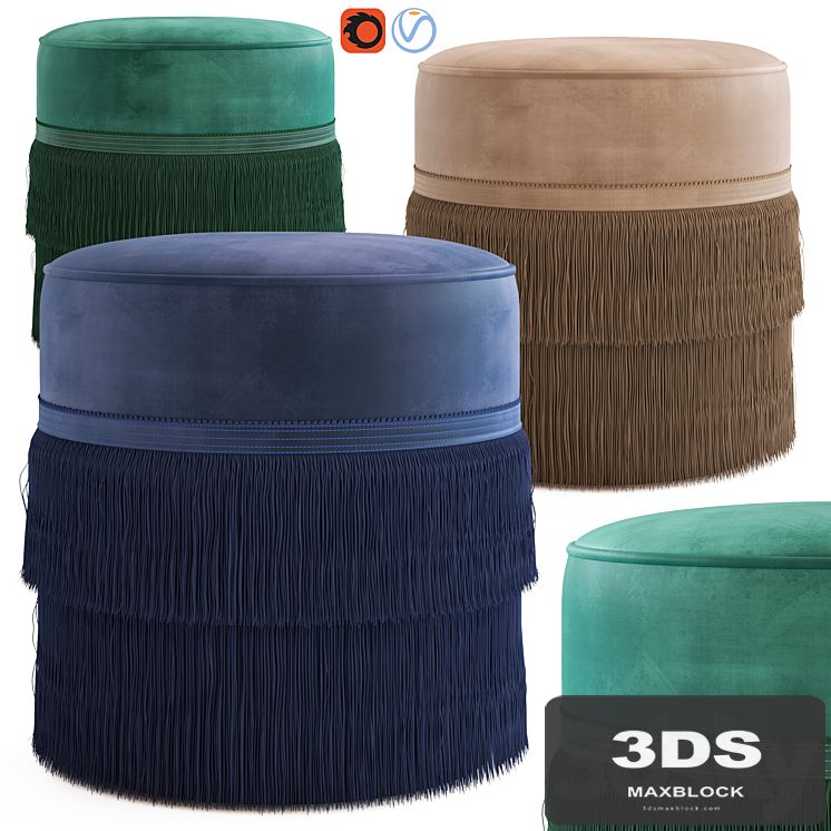 Globewest Kennedy Fringed Ottoman