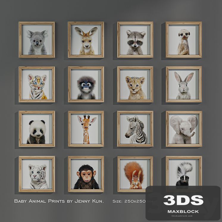 Baby Animal Prints by Jenny Kun. Size: 250x250mm.