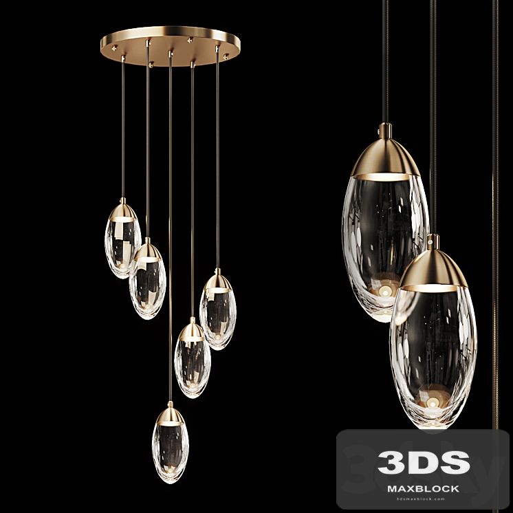 Glass pendant light combination FIERA 5