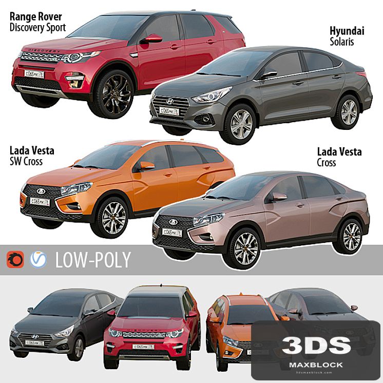 Set of low poly cars 1
