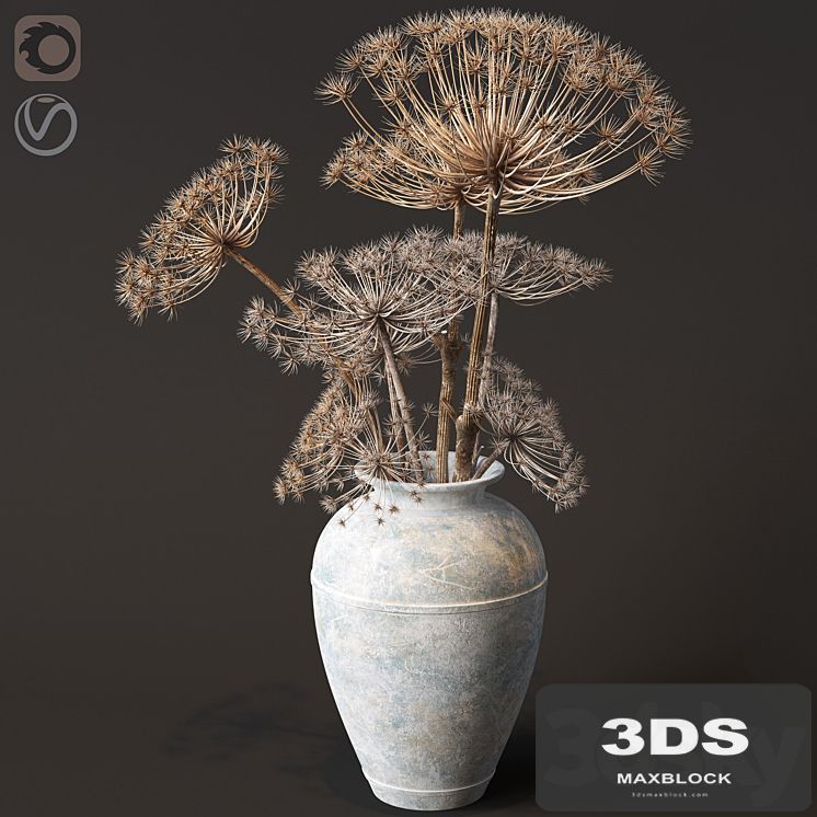 Floor vase with dry hogweed