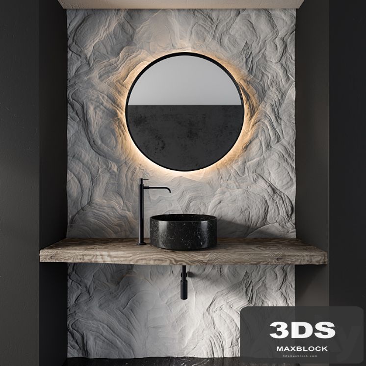 Bathroom Furniture Gray Rock Wall