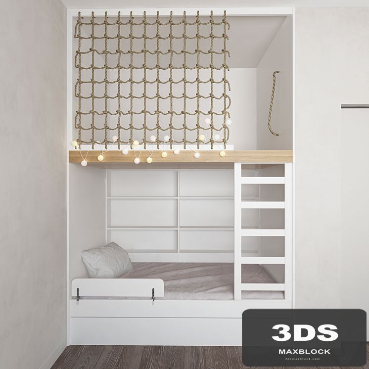 Bunk design with a bed and a play floor