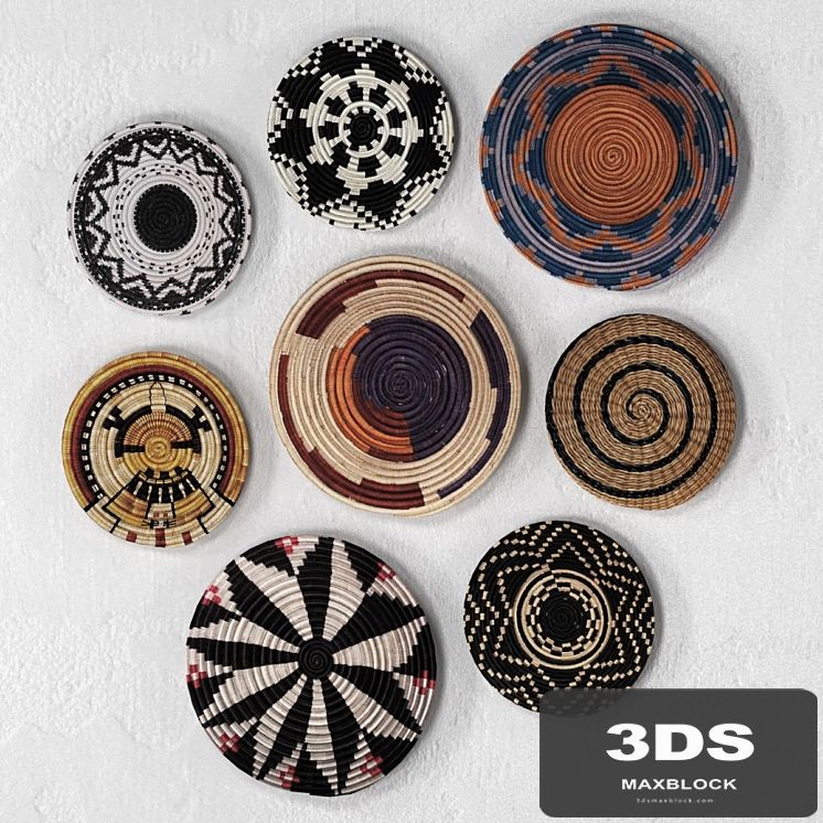 Wicker African wall baskets