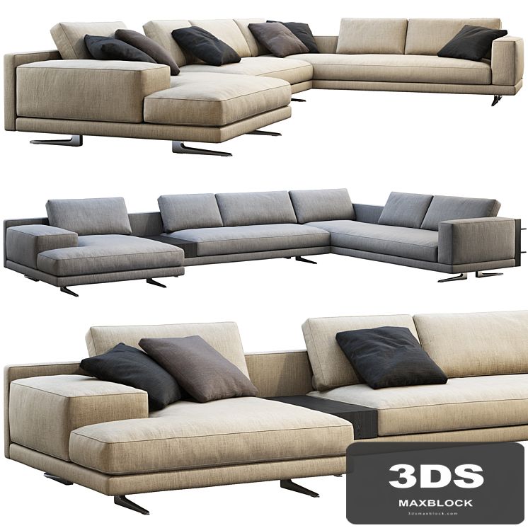 Poliform Mondrian chaise lounge sofa