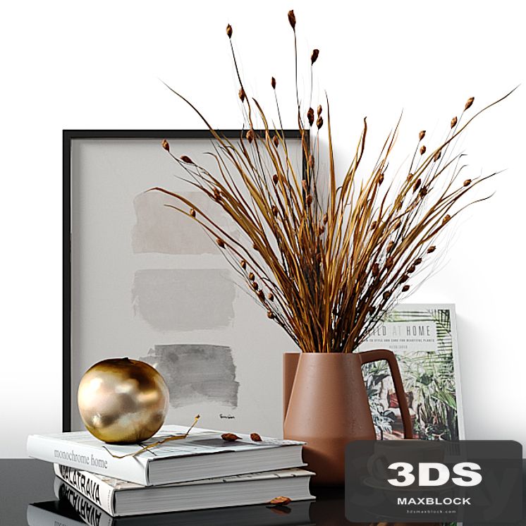 Decorative set with dried Bell Grass and Splinter Grass