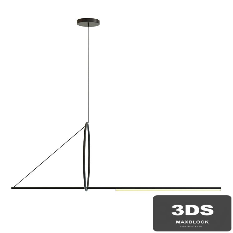 Chandelier Suspension Cercle Et Trait - Graphite Satine