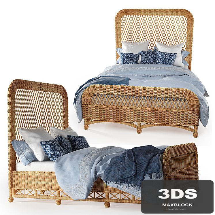 Aurelio wicker queen bed