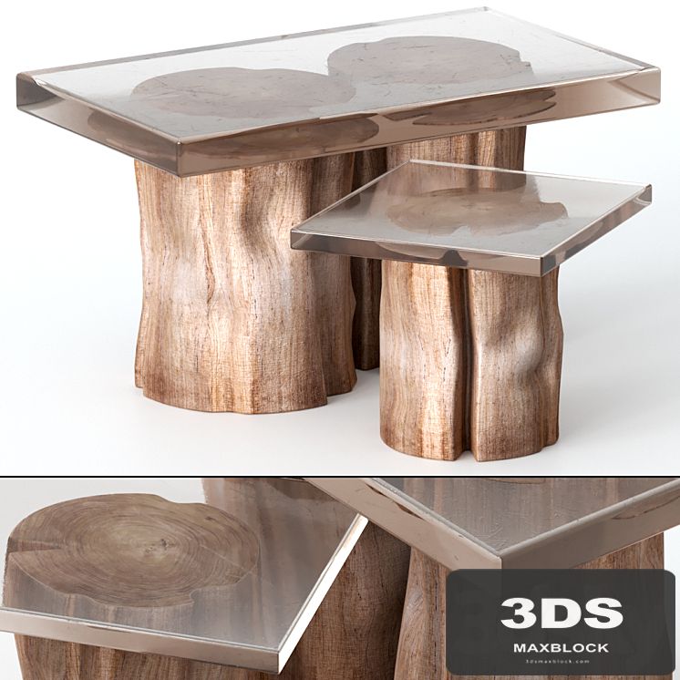 Coffee tables made of stumps and epoxy