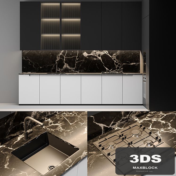 Modern black & white kitchen