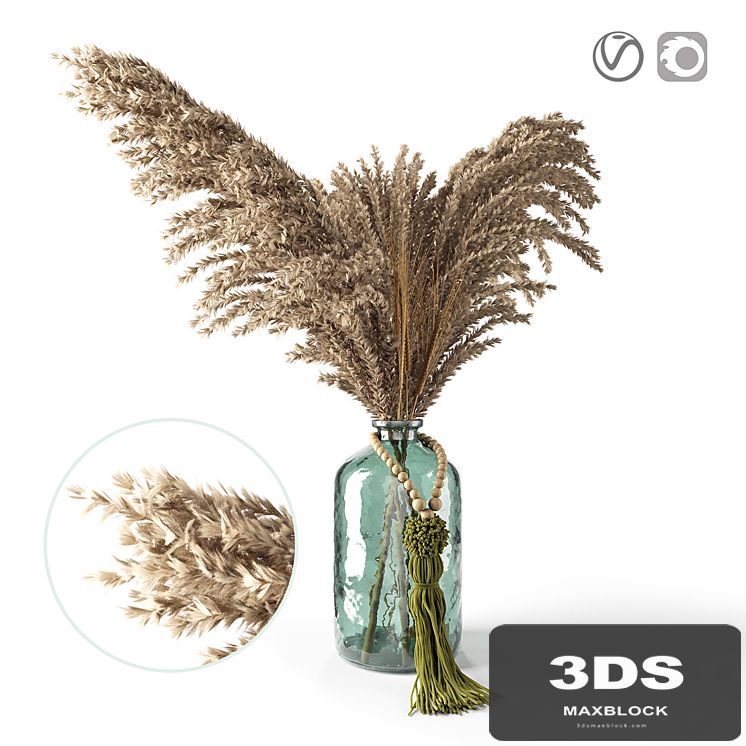 Decorative pampas in a glass jar
