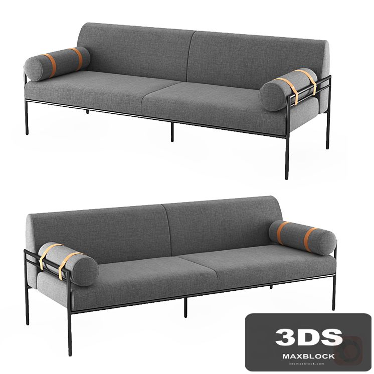 Benito 3 Seater Sofa, Marl Gray and Leather