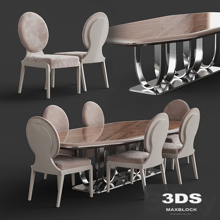 Francesco Molon F545 Dining Table with S545 Dining Chair