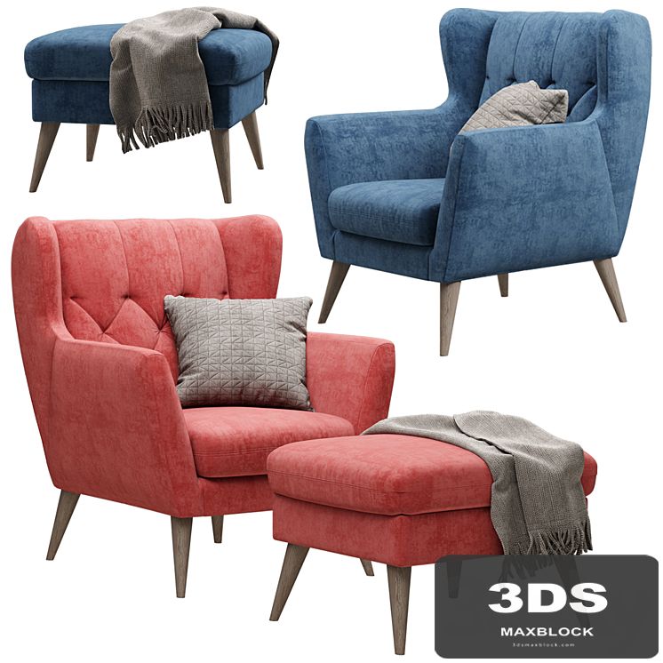 Armchair with pouf - Aria MP