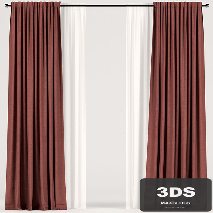 Red curtains.