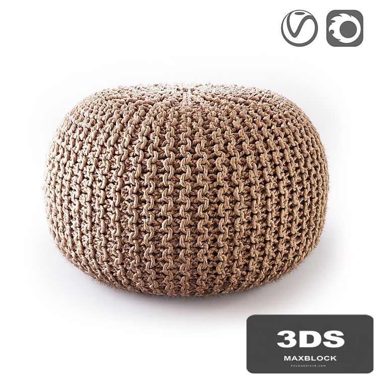 BISHO wicker pouf round