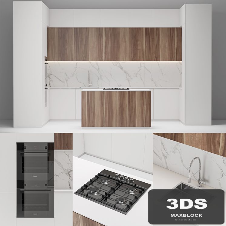 Modern white wood kitchen