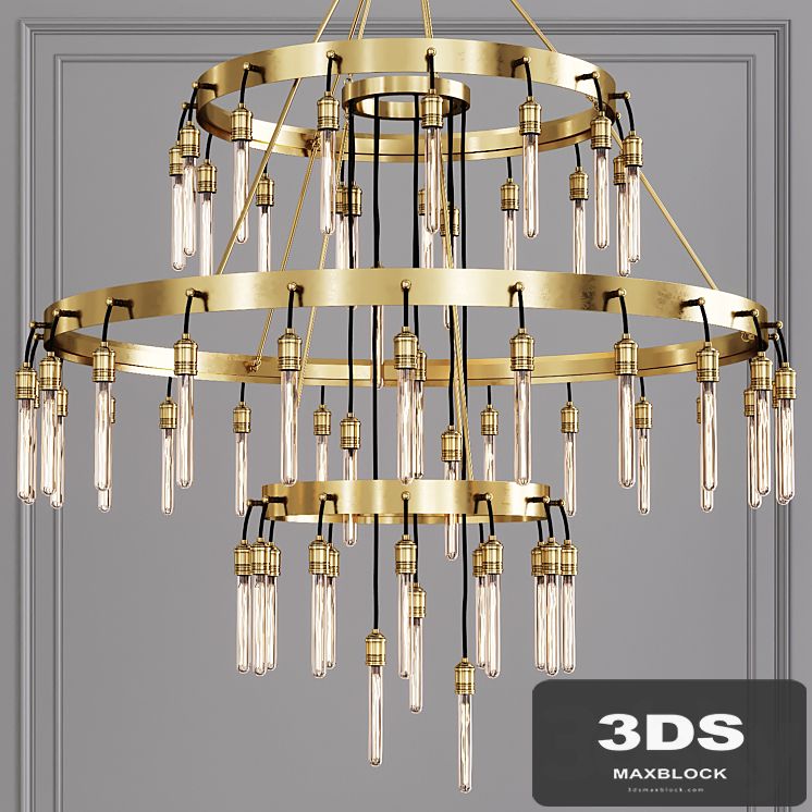 Restoration Hardware AXIS 3-TIER CHANDELIER 60 Brass