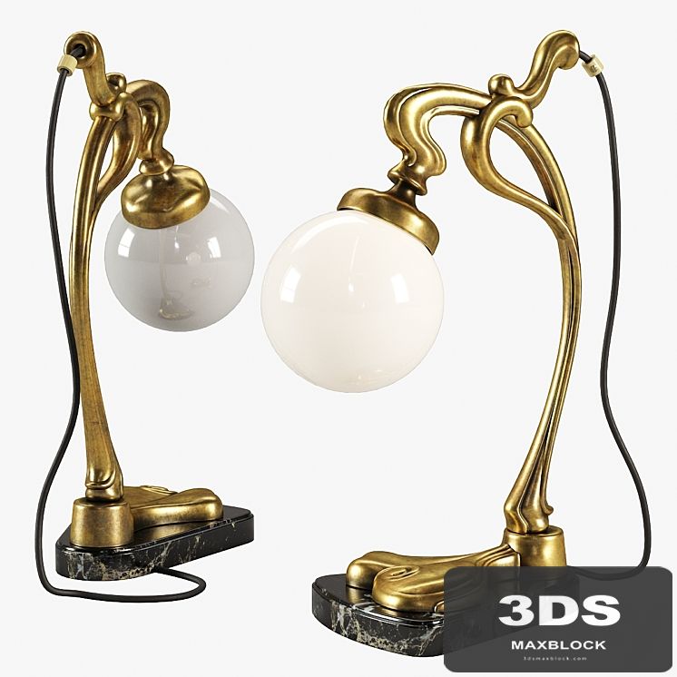 Vintage Gilt Bronze Art Nouveau Desk Lamp