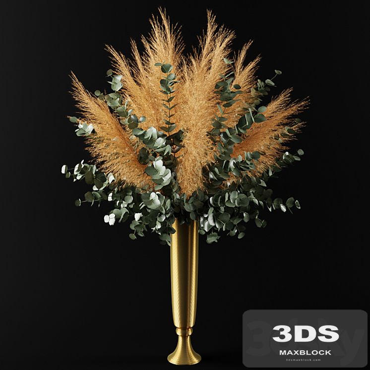 Bouquet of pampas grass and eucalyptus branches